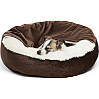 Best Friends by Sheri Standard Dark Chocolate Cozy Cuddler Hooded Cat and Dog Bed in Ilan Microfiber