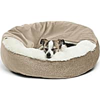 Best Friends by Sheri Standard Wheat Cozy Cuddler Hooded Cat and Dog Bed in Ilan Microfiber