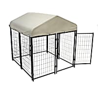 Lucky Dog Pet Resort Kennel Kit With Sunbrella - Tahitian Sand Cover