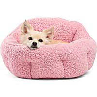 Best Friends by Sheri Standard Pink Deep Dish Orthocomfort Cat and Dog Bed in Sherpa