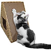 FurHaven Tan Tiger Tent Corrugated Scratcher House with Catnip for Cats