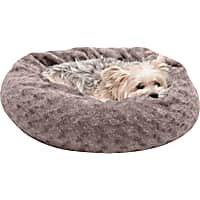 FurHaven Cocoa Dust Deep Dish Curly Fur Plush Donut Pet Bed