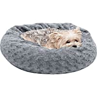 FurHaven Silver Frost Deep Dish Curly Fur Plush Donut Pet Bed