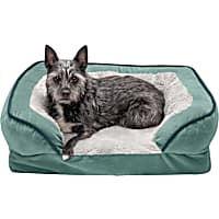 FurHaven Celadon Green Velvet Waves Perfect Comfort Orthopedic Sofa Bed for Dogs