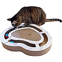 FurHaven Heart-Shape Corrugated Cat Scratcher with Catnip and 2 Ring Balls