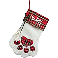 Custom Personalization Solutions Personalized Red Paid Cat Paw Stocking