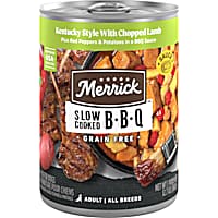 Merrick BBQ Grain Free Slow-Cooked Kentucky Style with Chopped Lamb Wet Dog Food