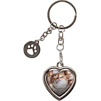 Pearhead Pet Heart-Shaped Photo and Pawprint Charm Metal Keychain