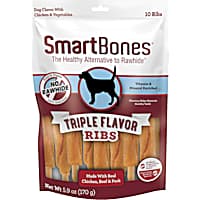 SmartBones Triple Flavor Ribs Made with Real Chicken, Beef & Pork No-Rawhide Dog Chews