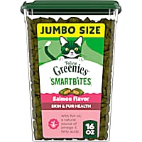 Greenies Feline Smartbites Salmon Flavor Skin & Fur Health Cat Treats