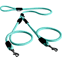 Pawtitas Teal Reflective Double Dog Leash
