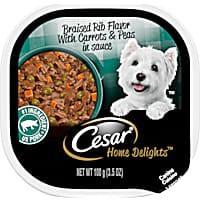Cesar Home Delights Braised Rib Flavor with Carrots & Peas in Sauce Adult Wet Dog Food