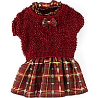 YOULY The Hipster Burgundy Plaid Dog Sweater Dress