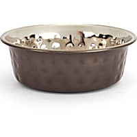 EveryYay Dining In Hammered Black Stainless-Steel Dog Bowl