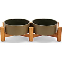 Reddy Sage & Olive Ceramic & Bamboo Elevated Dog Double Diner