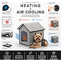 Pet Life Grey "Hush Puppy" Electronic Heating and Cooling Smart Collapsible House