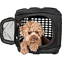 Pet Life Black Circular Shelled Perforate Collapsible Military Grade Transporter Pet Carrier