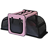 Pet Life Pink Capacious Dual-Expandable Wire Folding Lightweight Collapsible Travel Dog Crate