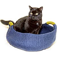 Dharma Dog Karma Cat Navy Wool Handle Pet Basket