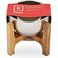 Reddy Stainless Steel & Bamboo Elevated Dog Bowl