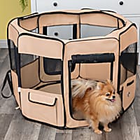 Paws and Pals Beige Pet Playpen Portable Pop Up Tent with Blanket