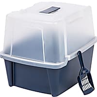 Iris Blue Split-Hood Cat Litter Box with Scoop and Grate
