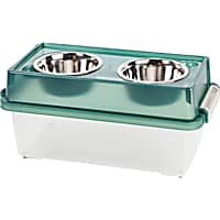 Iris Green Elevated Double Diner with Airtight Food Storage Container for Dogs