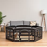 Iris Dark Black 6 Panel Exercise Pet Playpen with Door
