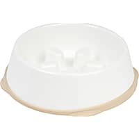 Iris White/Beige Slow Feeding Dog Bowl for Short Snouted Pets