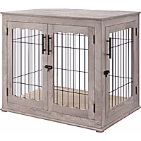 UniPaws End Table Dog Crate with Wire Dog & Bed