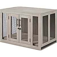 UniPaws Crate Wooden Dog Kennels with Cushion in Weathered Grey