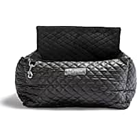 Nandog Pet Gear Quilted Black Vegan Leather Dog Car Seat Bed