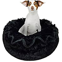 Bessie and Barnie Ultra Plush Black Bear/Godiva Brown Deluxe Shag Pet Lily Pod Bed
