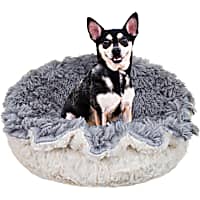 Bessie and Barnie Ultra Plush Siberian Grey/Serenity Ivory Deluxe Shag Pet Lily Pod Bed