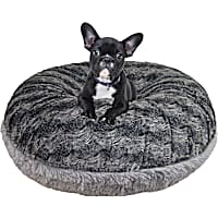 Bessie and Barnie Signature Siberian Grey/Arctic Seal Luxury Extra Plush Faux Fur Bagel Pet Bed