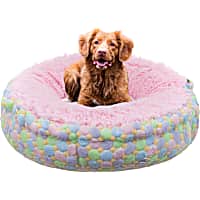 Bessie and Barnie Blue Bubble Gum/Ice Cream Luxury Shag Ultra Plush Faux Fur Pet Bagelette Bed