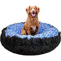Bessie and Barnie Blue Sky/Wholfhound Grey Luxury Shag Ultra Plush Faux Fur Pet Bagelette Bed