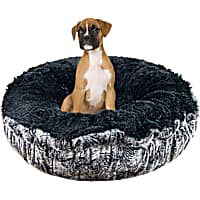 Bessie and Barnie Arctic Seal/Black Bear Luxury Shag Ultra Plush Faux Fur Pet Bagelette Bed