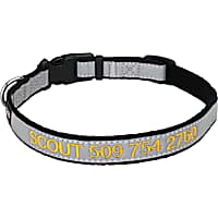 GoTags Reflective Personalized Black Dog Collar with Custom Embroidery