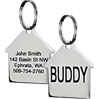 GoTags Personalized Stainless Steel House Shape Pet ID Tag with Engravement on Both Sides for Dogs and Cats