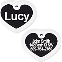 GoTags Personalized Black Heart Pet ID Tag Includes Glow in The Dark Silencer to Protect Tag and Engraving