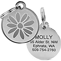 GoTags Personalized Daisy Flower Pet ID Tag for Dogs and Cats with Custom Engraving