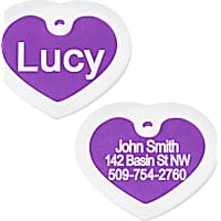 GoTags Personalized Purple Heart Pet ID Tag Includes Glow in The Dark Silencer to Protect Tag and Engraving