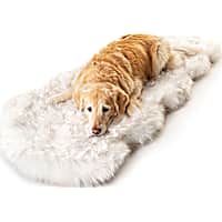 Paw Brands White PupRug Runner Faux Fur Memory Foam Dog Bed