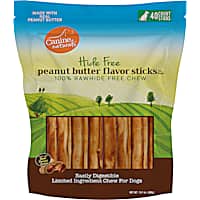 Canine Naturals Rawhide Free Peanut Butter Recipe Sticks for Dogs