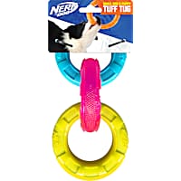 Nerf TPR 3 Ring Tug Blue/Pink/Yellow Dog Toy
