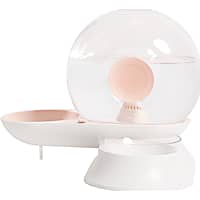 Pet Life Pink 'Auto-Myst' Snail Shaped 2-in-1 Automated Gravity Pet Filtered Water Dispenser and Food Bowl for Dogs