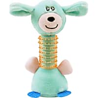 Pet Life Blue Totty-Chew' Plush and Rubber Squeaking Newborn Teething Cat and Dog Toy