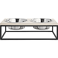 Sam's Pets Dan Wood and Stainless Steel Double Dinner Pet Bowl