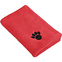 Bone Dry Red Embroidered Paw Pet Towel